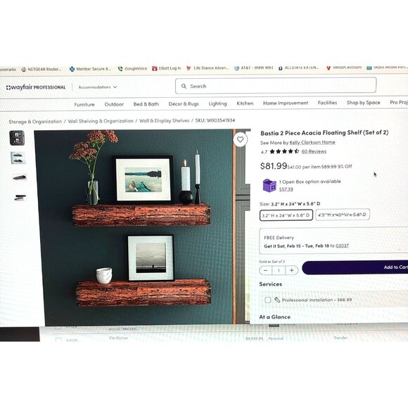Kelly Clarkson Home Floating Shelves Set Of 2 24" Dark Wood Finish - Picture 9 of 9